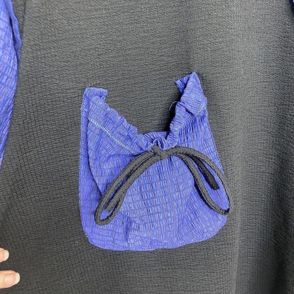 Calessa Ruched Sleeves Pocketed Black and Blue Tunic S - Picture 4 of 8